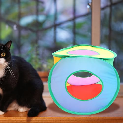 Casa plegable para gatos estaciones tejido cómodo forma de cubo 6