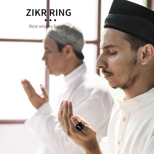 خاتم تسبيح ذكي مع شاشة اوليد قابلة لإعادة الشحن بمنفذ USB من فينيرلي، يدعم تطبيق أوقات المسلم لمتابعة الأذكار وأوقات الصلاة (22 ملم)