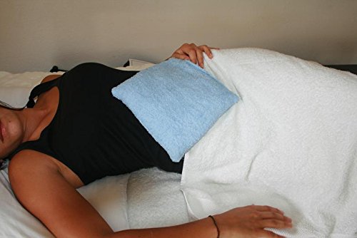 Cherry Seed Pillow for Period Cramps - Natural Pain Relief, Hot Compress for Menstrual Discomfort, Muscles, Fibromyalgia Aches, Pains. Moist Heat Without Water. Light Blue