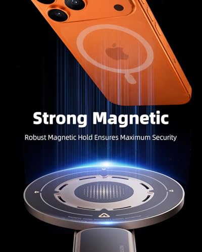 Image of RIGGEAR Magnetic Phone Grip and Stand for MagSafe Phones Cases, 3in1 Magnetic Finger Ring Holder with Double Sided Magnet, Fidget Buttons, 360 Rotation Magnetic Gym Phone Stand (Desert Gold)