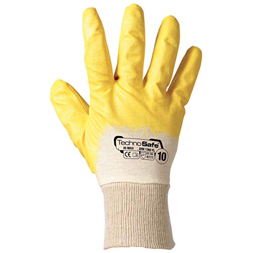 Technosafe ghn1360yl07 impregnati Gants en NBR léger avec dos partiellement couvert, Blanc/Jaune, 7, Lot de 2 pièces Cover