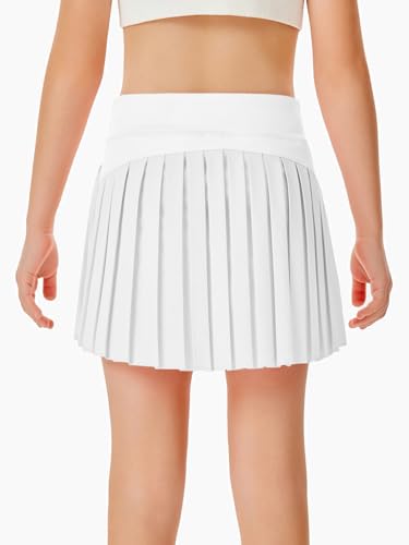 Image of Haloumoning Girls Pleated Skirts with Shorts Athletic Tennis Skorts Sport Performance Skirt with Pockets 4-14 Years