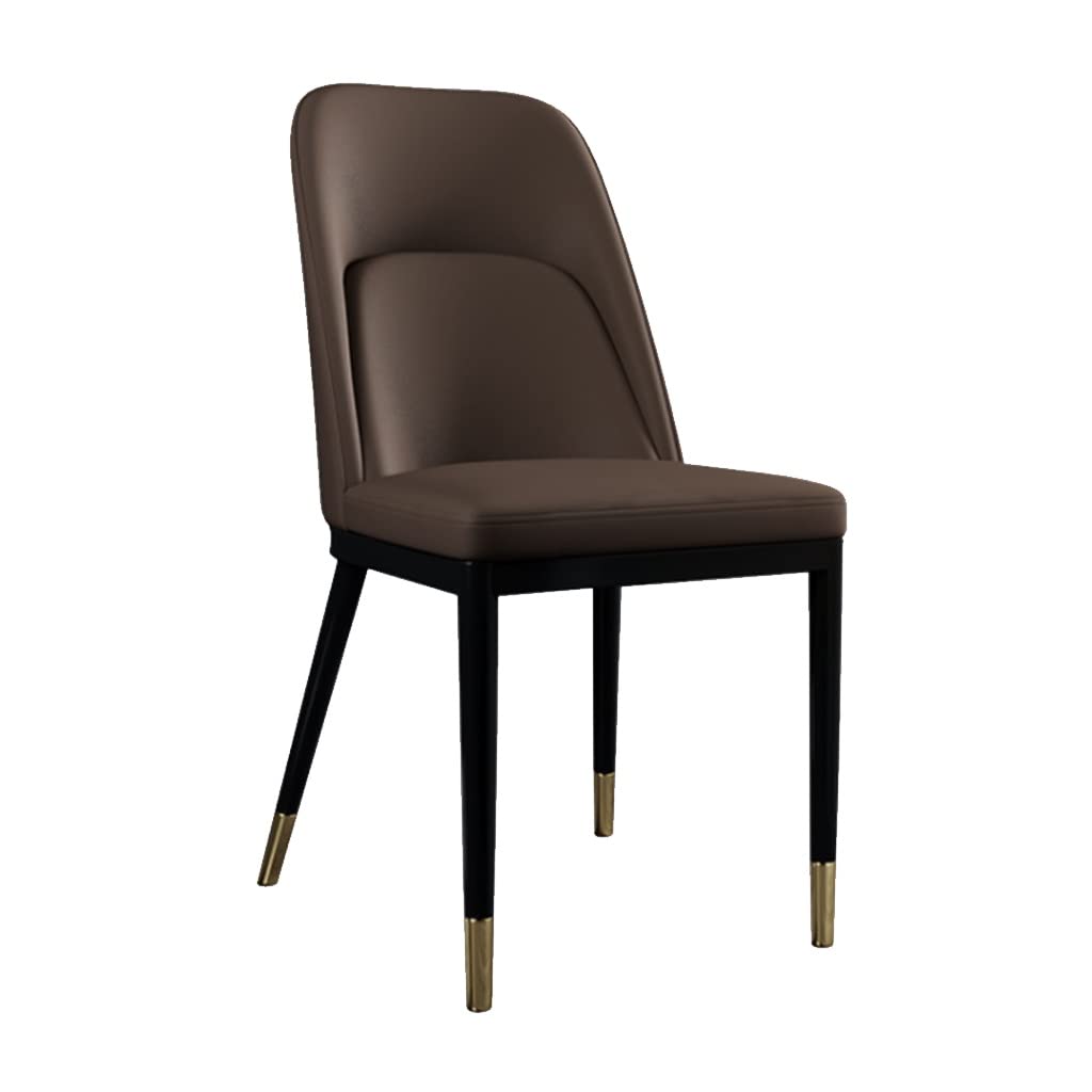 SJIALEN 1 Pcs Kitchen Chairs, Faux Matte PU Leather Upholstered Back Dining Chairs Carbon Steel Frame Living Room Accent Chairs Kitchen Chair (Color : Brown)