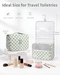 Narwey Checkered Suspension Sac de toilette Femmes Voyage Articles de toilette Maquillage Cosmétiques Sac d'organisateur de voyage imperméable pour les filles (Mint Green Checkerboard)