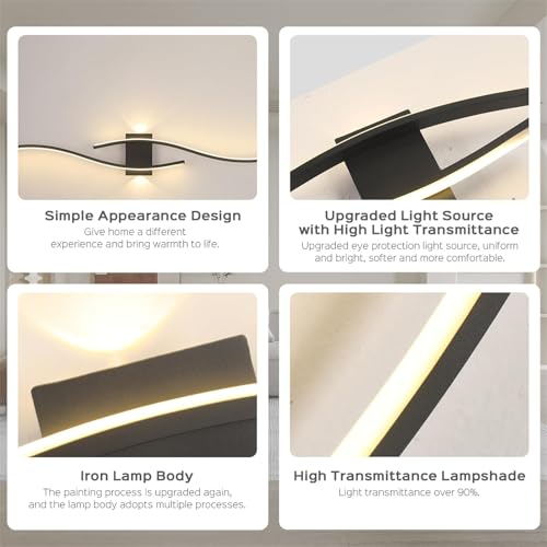 Apliques de pared USB recargables de metal negro de 60 cm para salones modernos 6