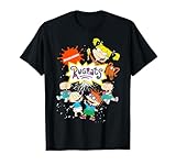 Nickelodeon Rugrats Logo With Nick Logo And 90s Cast T-Shirt - Unisex Adult - Black - Small - Short Sleeve - Cotton 60% Polyester 40%
