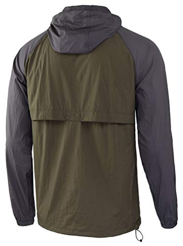 Harbeth Mens Lightweight Waterproof Active Hooded Nylon Jacket Workout Running Hiking Raincoat Army/Charcoal Gray Xxl #TOP1