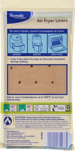 Image of Reynolds Kitchens Air Fryer Liners Disposable, Unbleached Parchment Paper Sheets, 50 Count (Pack of 2)