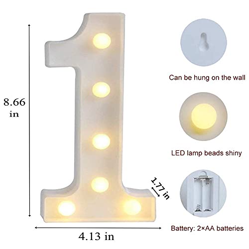 Image of Marquee 1 Number Shaped LED Light Lamp for Decoration Decore Walls Hanging Birthday Party Wedding (One)