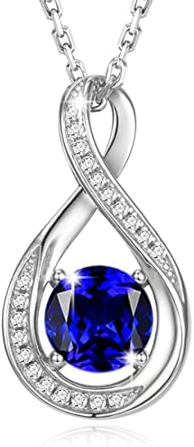 GEMLANTO 925 Sterling Silver Created Blue Sapphire Necklace September Birthstone Necklaces for Women Birthday Anniversary Jewelry Gifts for Mom Her Women Girls, Adjustable Chain 16+2 inch