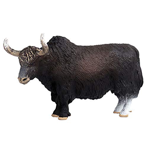 FLORMOON Figura de yak negro realista de animales figuras educativas tempranas para perros de juguete de ciencia proyecto de Navidad cumpleaños para tartas de cumpleaños para niños pequeños (negro)