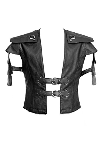 Punk Rave Veste Noire Homme Courte à Sangles Guerrier Armure Vampire médiéval Man XXL Cover