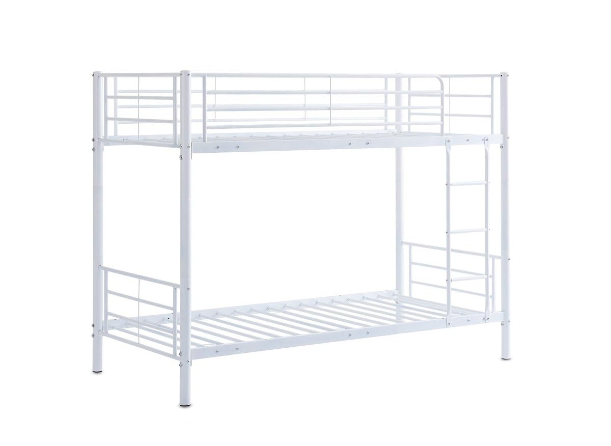 DecoInParis Lit superposé Twins en métal Blanc 90 X 190 cm + sommiers
