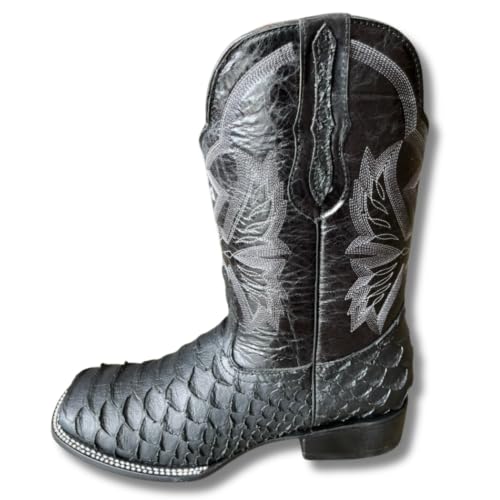 Image of Men's Alex Western Cowboy Boots Square Toe Pull On | Embossed Full Grain Leather