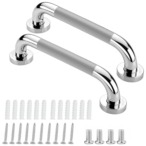 Barra de agarre antideslizante para baño, acero inoxidable 304, mango de seguridad para interiores y exteriores, para cocina, dormitorio, baño, ducha y escaleras (30 cm-2 unidades)