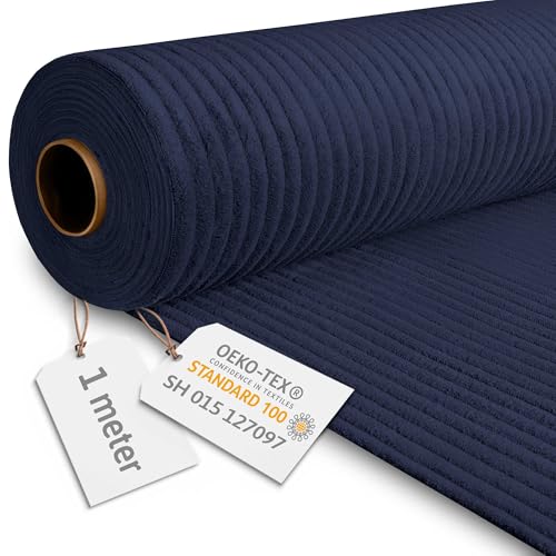 DreamRoots Tissu Velours Côtelé de 380 g/m² 140 cm de large - Rouleau Tissu Velours Ameublement Blueberry Pie 1M