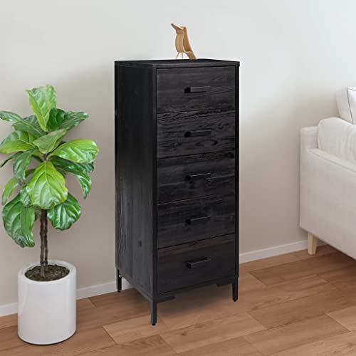 CFODOJ Muebles y almacenamiento, cómoda, color negro, 42 x 35 x 110 cm, madera de pino maciza