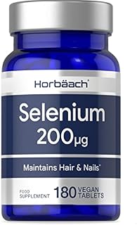 Selenium 200mcg Supplement | 180 High Strength Tablets | with L-Selenomethionine for Hair and Nails | Suitable for Vegans & Vegetarians | No Artificial Preservatives | by Horbaach