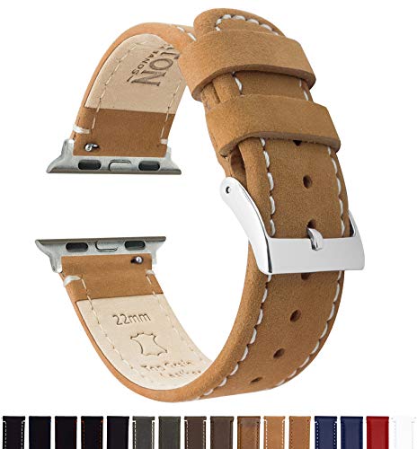 Image of BARTON WATCH BANDS - Top Grain Leather Watch Bands Compatible with Apple Watch Models - 1, 2, 3, 4, 5, 6, 7, 8, 9, 10, SE, Ultra & Ultra 2