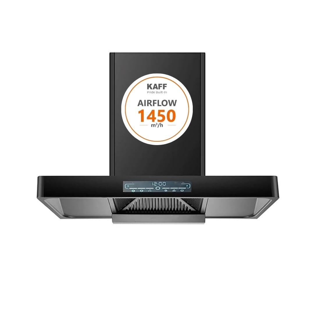 KAFF K-Series KET 90A T-Shape Filterless Auto Clean Kitchen Chimney, 90 CM, 1450 m3/hr Suction Capacity with Touch & Motion Sensor, 2 Years Comprehensive Warranty and Lifetime on Motor* (Black)-image-49