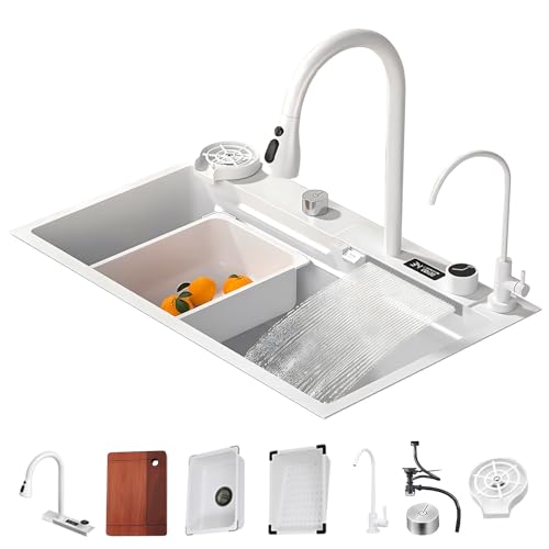 Évier intégré avec lave-gobelet encastrable grande rainure simple cascade cuisine