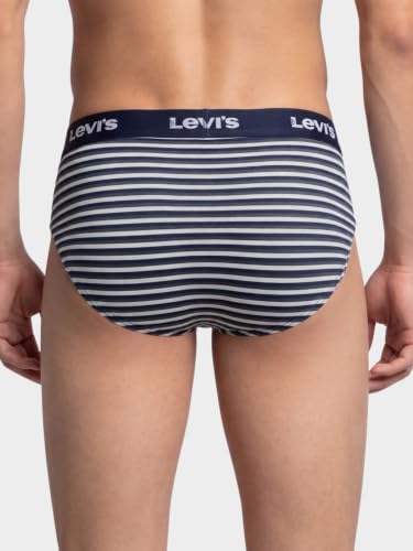 Image of Levi's 005 Classic Brief for Men | Cotton Stretch Fabric | Striped Men's Underwear | Anti-Roll Waistband | Extra Supportive Gusset | Dual Layer 3D Pouch | Durable, Tagless Comfort | Pack of 1
