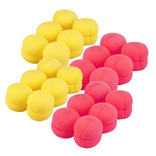 WRITWAA 4 Sets Creative Hair Sponge Roller Mushroom Curling Tools for Women Lightweight DIY Hair Styling Sponge for Red Yellow