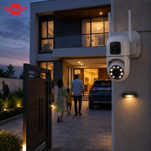 Image of VIE 5MP Dual Lens WiFi CCTV Camera for Home Outdoor 360 Degree PTZ | AI Motion Detection CC Camera Colour Night Vision Two-Way Audio App | Security Cameras for Home & Office