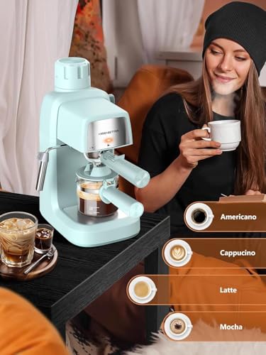 KEENSTAR 3.5Bar Espresso Machine with Milk Frother, 800W Compact Espresso and Cappuccino Machine with Preheating Function, 4 Cup Espresso Maker for Cappuccino or Latte, Gift for Coffee Lover