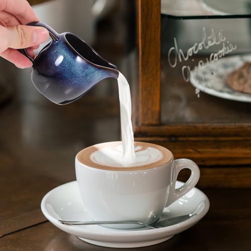 Zerodeko Ceramic Milk Jug, Gravy Boat with Handle, Mini Milk Pots, Anti-Drip Spout for Kitchen Coffee Milk Sauce Condiments - Image 4