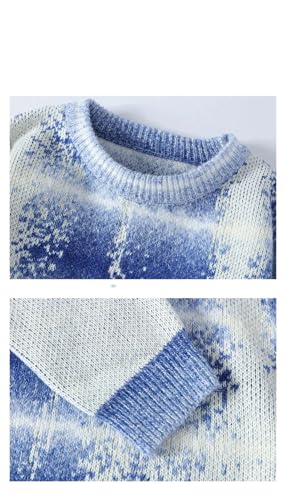 Men Gradient Knit Sweater Loose Crew Neck Long Sleeves Daily Casual Pullovers3