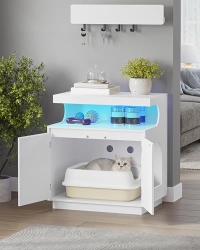 Hzuaneri Caixa de areia moderna para gatos, móveis de armário de caixa de areia oculta com armazenam