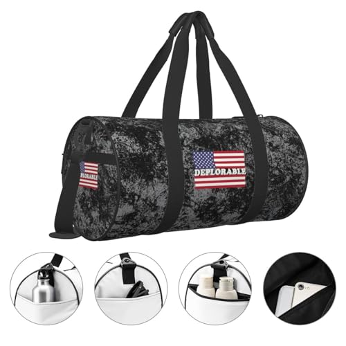 Deplorable American Flag Convertible Garment Bag with Shoulder Strap, Carry on Garment Duffel Bag for Men Women - Rolling Foldable for Travel Luggage Bags (Black) 5