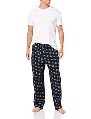 White, Navy Logo Print