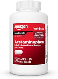 Amazon Basic Care Extra Strength Pain Relief, Acetaminophen Caplets, 500 mg, 500 Count (Pack of 1)