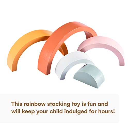 Wooden Rainbow Stacking Toy - Montessori Rainbow Nesting Puzzle - Building Block Stacker Game For Baby, Kids, And Toddler - Educational And Interactive Toys - Non-Toxic Sensory Learning Gift #TOP4