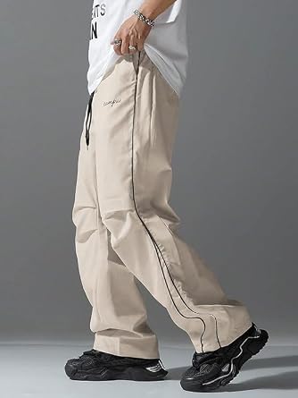 QJQ Men's Y2K Baggy Sweatpants Parachute Pants Wide Leg Vintage Track Pants Casual Streetwear Bottom