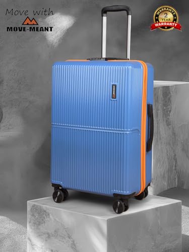 Image of Move-Meant Medium Polycarbonate Hard Shell Glide 66Cm Suitcase 8 Wheels Number Lock Poly Carbonate MAT. Blue for Men & Women | 360 Degree Wheeling System Luggage | Trolley Bags for Travel