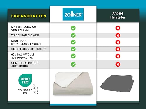 ZOLLNER Kuscheldecke zweifarbig in 150x200 cm - kuschelige Sofadecke in beige - waschbar bis 40°C - langlebiges Mischgewebe - Hotelwäschequalität - Oeko Tex® Zertifiziert