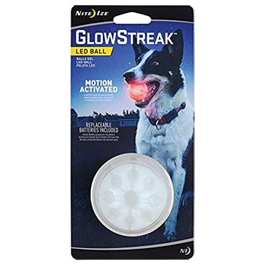 Nite Ize GlowStreak LED Dog Ball, Bounce-Activated Light Up Dog Ball, Replaceable Batteries, Red LED