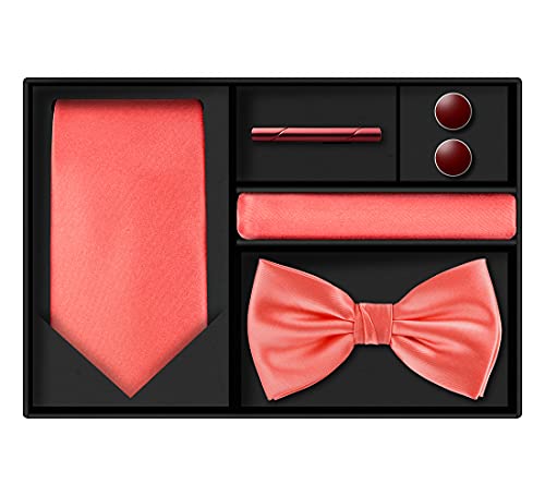 Image of Tie G .5pcs Tie set in a gift box : Tie sets : Solid color Neck tie,Satin Bow tie,Pocket Square, Lapel, Cuffs link