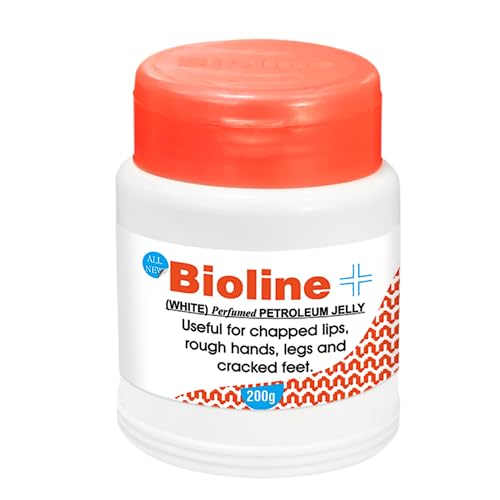 Image of Bioline White Perfumed Petroleum Jelly | Deep Moisture & Skin Protection | Heals Dry Skin, Chapped Lips, Cracked Heels & Minor Cuts | Daily Use for All Skin Types- 200g (Pack of 1)