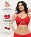 SHAPELLX Red Wireless Comfy Bra for Womens Breathable Lounge Seamless Bra Comfortable Soft Bralette V Neck Everyday Bras X-Large