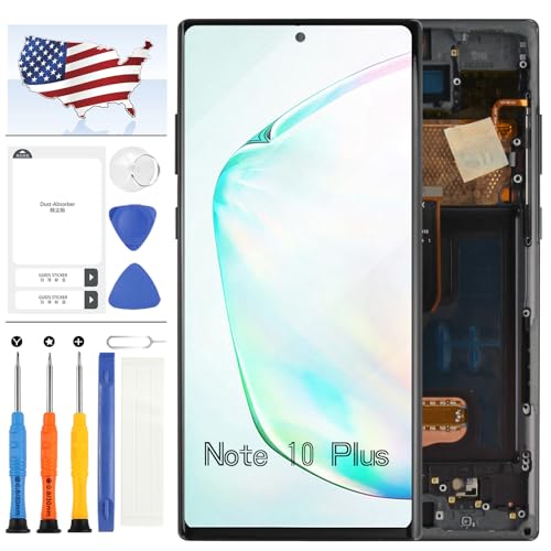 OLED for Samsung Galaxy Note 10 Plus Screen Replacement kit for N975 N975U N975W SM-N975F SM-N975/DS SM-N975F/DS LCD Display Touch Screen Digitizer Assembly Replacement Repair Parts(Blue with Frame)