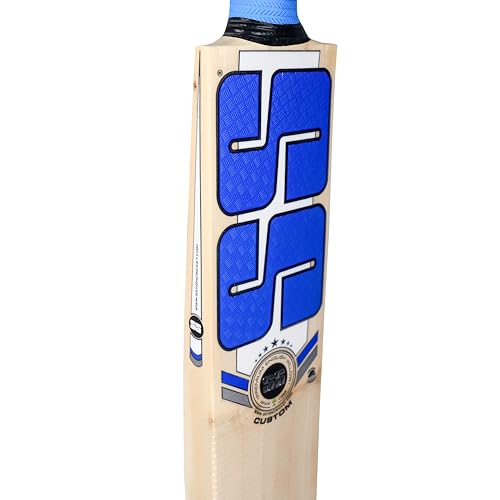 Image of SS Custom English Willow Cricket Bat | Color: Multicolor | Size: One Size | Material: Willow Wood | for Men & Boys | Lightweight and Durable