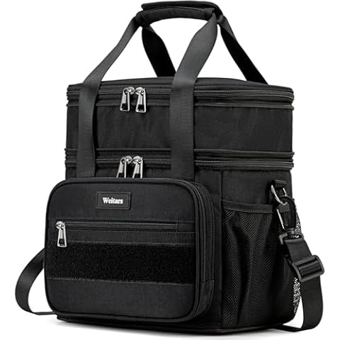 Weitars Lunch Box for Men Women Dual Compartment Lunch Box Heavy Duty Large Insulated Tactical Lunch Bag Durable Cooler Bag With Shoulder Strap for Adults Work Picnic Road Trip Cover