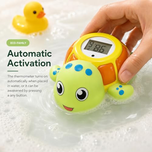 Image of Lying Turtle Water Proof Baby Bath Thermometer for Baby Bathtub Safety | Floating Temperature Toy Water Thermometer, BPA Free, Baby Gift，New Baby Essentials，Animal Design