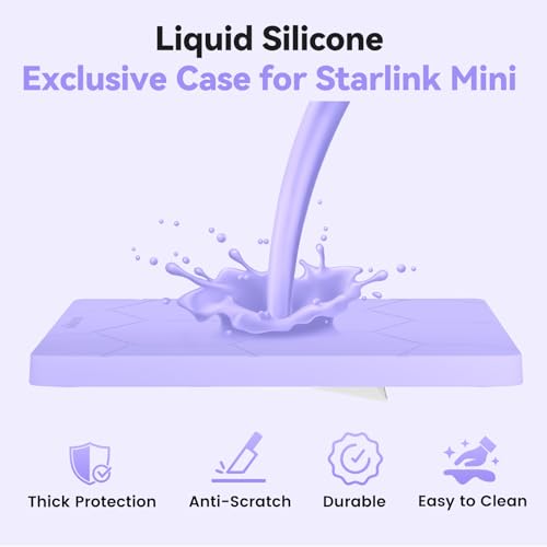 Image of Starlink Mini Protective Cover Case, Hailproof Liquid Silicone Protective Case for Starlink Mini Dish, Star Link Minis Accessories Waterproof Shockproof Portable for Outdoor Camping, Purple