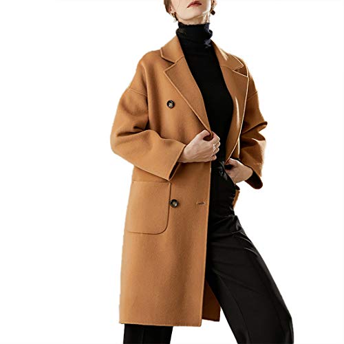 Manteau long chic double col en drap idéal pour aller au bureau