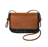 Universal Thread Straw Flap Knotted Crossbody Bag - Brown/Black
